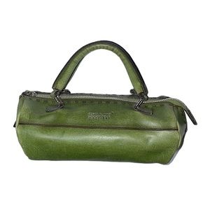 Mat & Nat Montreal Vegan Leather Green Mini Barrel Bag purse or Pens/Pencil bag